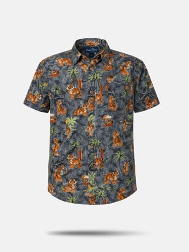 Boys Grey Tropical Print Half Sleeve Shirt