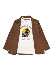Gini and Jony Boys Brown Solid Cotton Full Sleeves Shirt 3-4 Years
