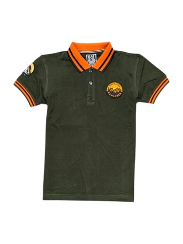 Gini and Jony Boys Olive Patch Cotton Half Sleeves Polo T-Shirt 9-10 Years