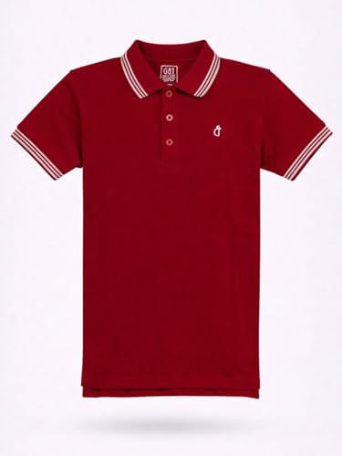 Boys Red Solid Half Sleeve Polo T-Shirt