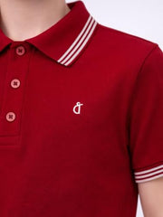 Boys Red Solid Half Sleeve Polo T-Shirt