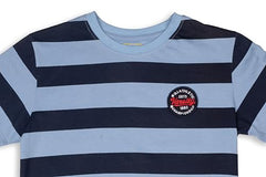 Gini and Jony Boys Blue Stripes Cotton T-Shirt Half Sleeves 3-4 Years