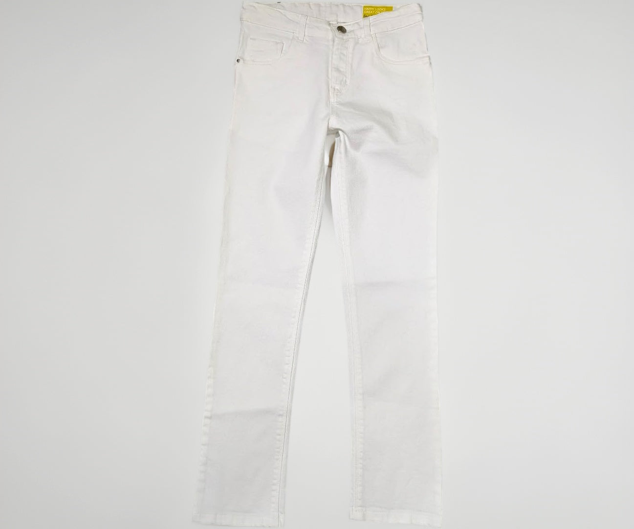Gini and Jony Girls White Solid Cotton Jeans Fixed Waist 7-8 Years