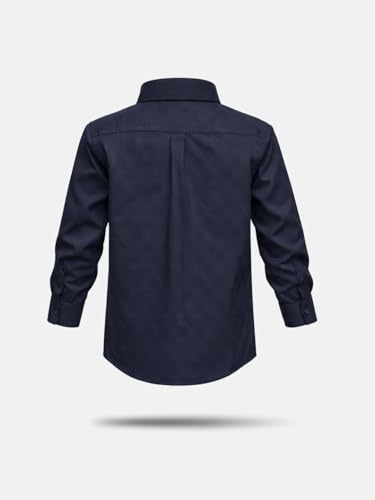 Boys Navy Blue Textured Full Sleeve Shirt