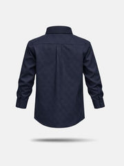 Boys Navy Blue Textured Full Sleeve Shirt