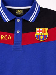 Boys Blue Color Block Half Sleeve Polo T-Shirt