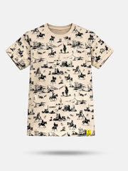 Gini and Jony Boys White Printed Cotton T-Shirt