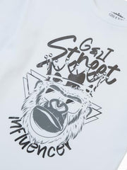 Gini and Jony Girls White Graphic Cotton Knits Top Full Sleeves 3-4 Years