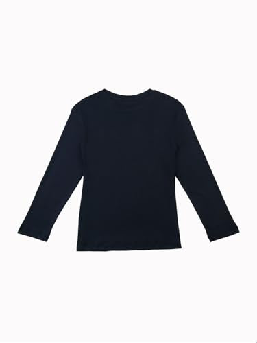 Gini and Jony girls navy blue graphic cotton knit top with full sleeves for ages 3-4, casual and comfortable style.