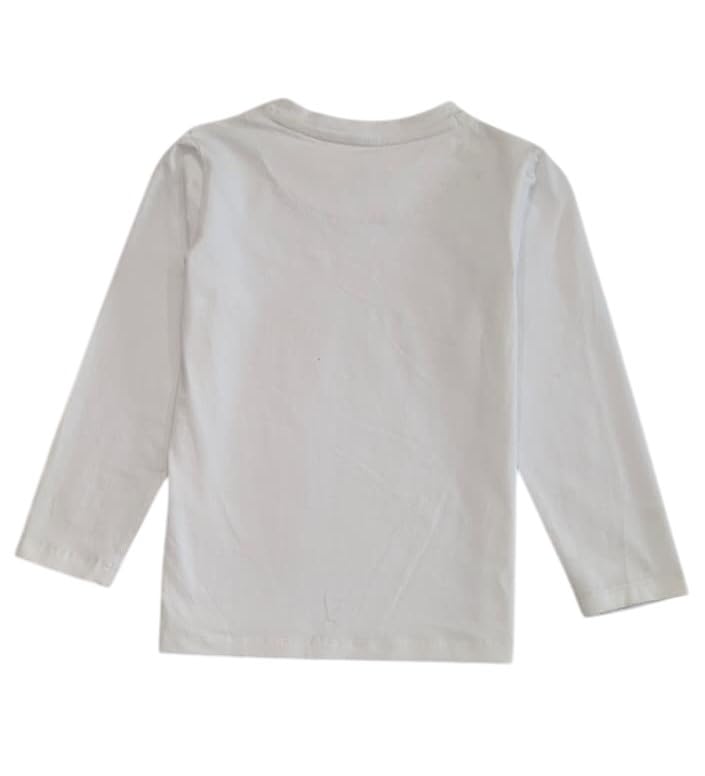 Gini & Jony boys white graphic cotton long-sleeve T-shirt for ages 3-4, featuring a colorful design on the front.