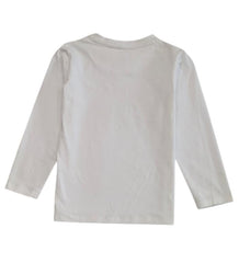 Gini & Jony boys white graphic cotton long-sleeve T-shirt for ages 3-4, featuring a colorful design on the front.