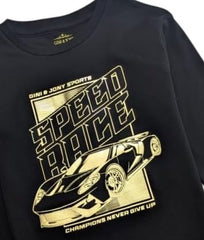 Gini and Jony Boys Black Mettalic Cotton T-Shirt Full Sleeves 3-4 Years