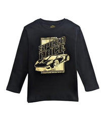 Gini and Jony Boys Black Mettalic Cotton T-Shirt Full Sleeves 3-4 Years