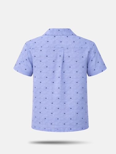 Gini and Jony Boys Blue Printed Cotton Shirt Half Sleeves 7-8 Years