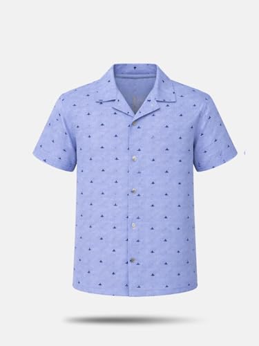 Gini and Jony Boys Blue Printed Cotton Shirt Half Sleeves 7-8 Years