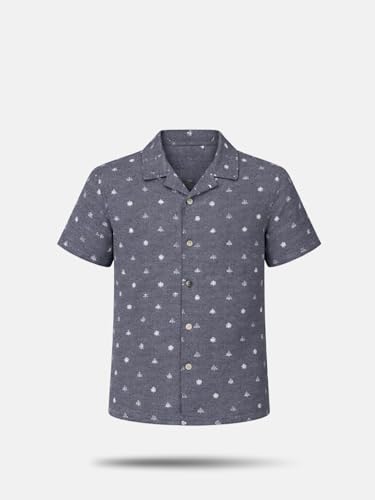 Gini and Jony Boys Grey Printed Cotton Shirt Half Sleeves 5-6 Years