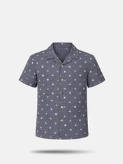Gini and Jony Boys Grey Printed Cotton Shirt Half Sleeves 5-6 Years