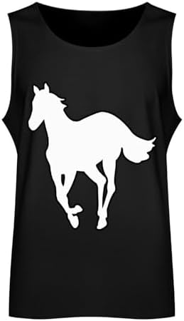 Horse-White Pony Tank Tops Men Loose Sleeveless Shirts Gym Muscle Tees Beach T Shirt M