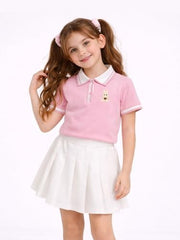 Gini and Jony Girls Pink Applique Cotton Half Sleeves Polo Top 4-5 Years