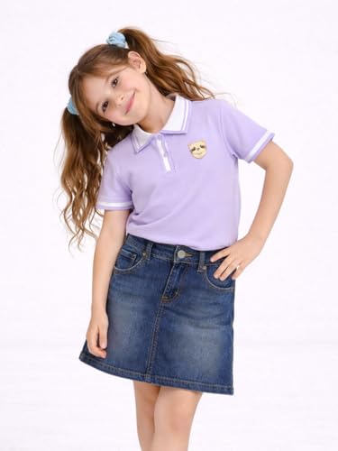 Gini and Jony Girls Purple Applique Cotton Half Sleeves Polo Top 4-5 Years