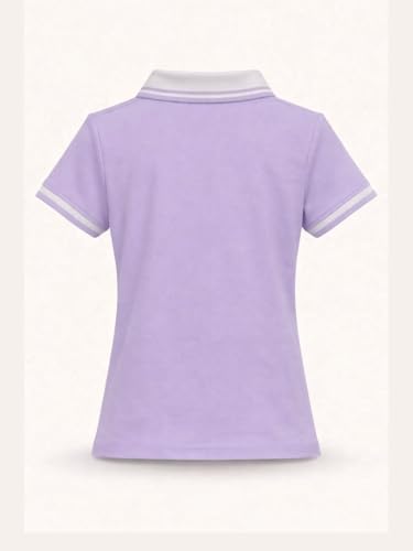 Gini and Jony Girls Purple Applique Cotton Half Sleeves Polo Top 4-5 Years