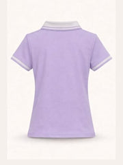 Gini and Jony Girls Purple Applique Cotton Half Sleeves Polo Top 4-5 Years
