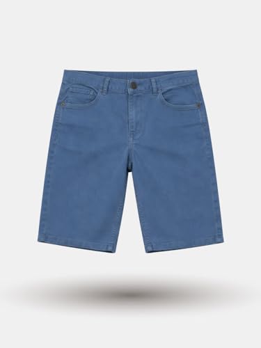 Gini and Jony Boys Blue Solid Denim Fixed Waist Bermuda 3-4 Years
