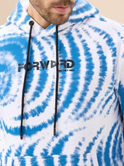 Status Quo Men's Tie-Dye Print Hooded Fleece Sweatshirt with Kangaroo Pocket | 60% Cotton 40% Polyester | White | M Size