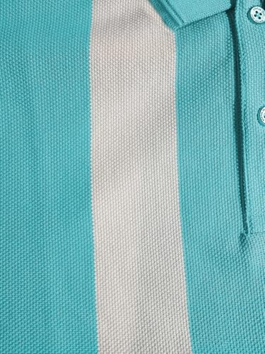 Status Quo Aqua & Ecru Striped Polo