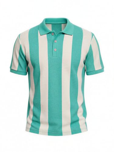 Status Quo Aqua & Ecru Striped Polo