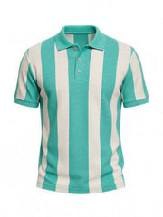 Status Quo Aqua & Ecru Striped Polo