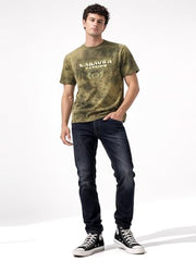 Status Quo Unknown Saviour Vintage Wash Graphic T-Shirt Olive