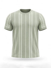 Status Quo Textured Stripe T-Shirt for Men Sage