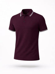 Status Quo Wine Textured Polo T-Shirt