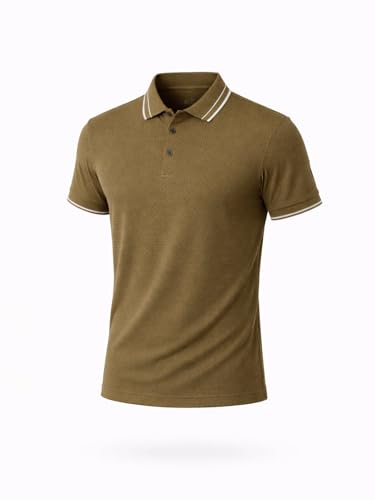 Status Quo Khaki Textured Polo T-Shirt