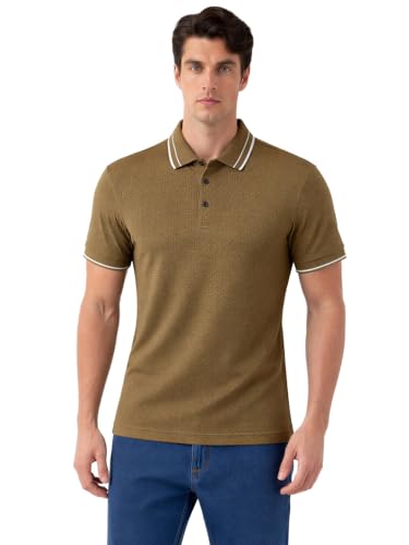 Status Quo Khaki Textured Polo T-Shirt