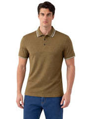 Status Quo Khaki Textured Polo T-Shirt