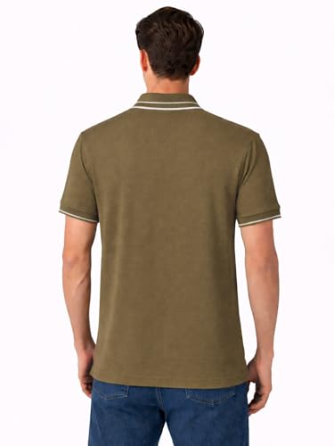 Status Quo Khaki Textured Polo T-Shirt