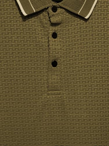 Status Quo Khaki Textured Polo T-Shirt