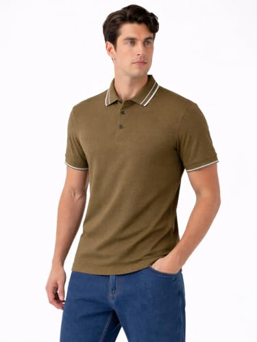 Status Quo Khaki Textured Polo T-Shirt