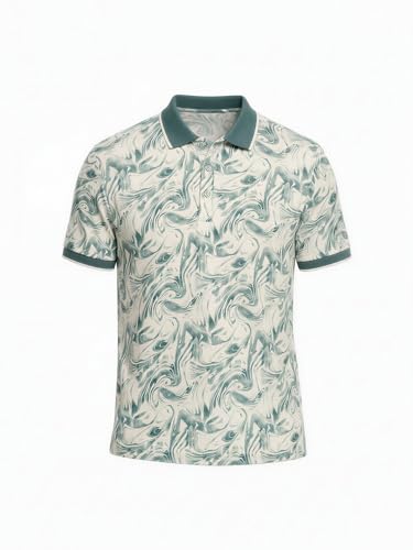 Status Quo Mint Marble Print Polo T-Shirt