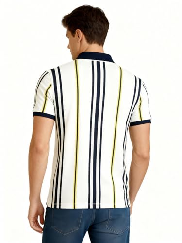 Status Quo Striped Contrast Polo T-Shirt White
