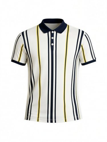 Status Quo Striped Contrast Polo T-Shirt White