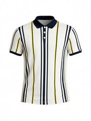 Status Quo Striped Contrast Polo T-Shirt White