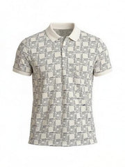 Status Quo Geometric Print Polo T-Shirt White