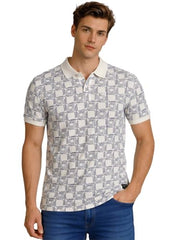 Status Quo Geometric Print Polo T-Shirt White