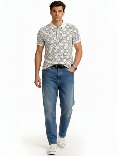Status Quo Geometric Print Polo T-Shirt White