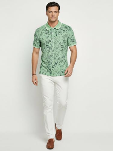 Status Quo Sage Green Tropical Print Polo