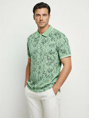 Status Quo Sage Green Tropical Print Polo