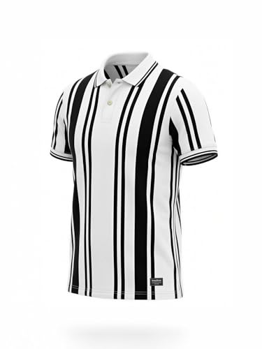 Status Quo Vertical Stripe Polo T-Shirt White